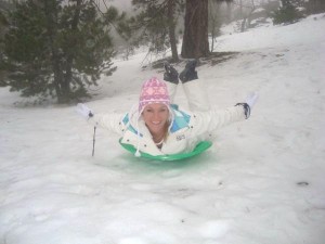 My sister, sledding
